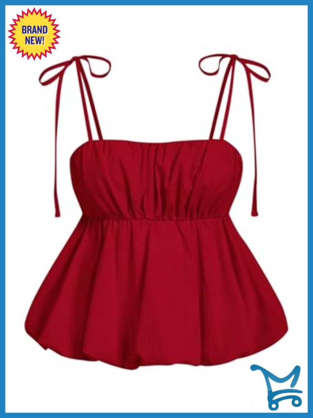 SOLY HUX Y2K Ruffle Babydoll Peplum Cami Top Tie Shoulder Spaghetti Strap Summer